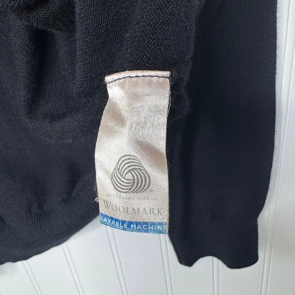 90's Lacoste Double Zip Sweater Black Wool Mock Neck Cardigan Men's Size 6 XL